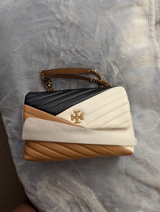 Tory Burch Handbags - Tory Burch Tri-Color Quilted Shoulder Bag in Black, White & Tan